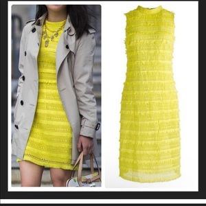 J Crew Fringe Lace yellow Neon Sheath Dress 12